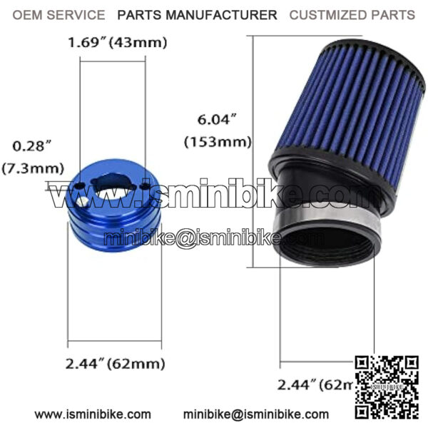 Air Filter Adapter CNC Intake Pipe Spark Plug Kit for 6.5 HP GX160 GX200 Predator 212cc Engine 196cc ct200 Doodle Bug Baja MB165 MB200 Warrior 200 Mini Bike Trailmaster Mid XRX Go Kart Blue - Image 2