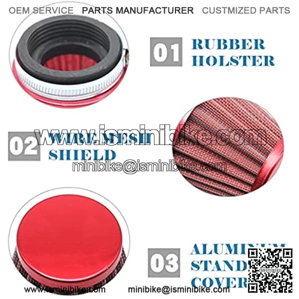 ATV 35mm 38mm Air Filter for 50cc 70cc 80cc 90cc 110cc 125cc Taotao Sunl Baja Roketa Honda CRF Dune Buggy Four Wheeler Quad Dirt Pit Bike Parts (Red, 35mm) - Image 3