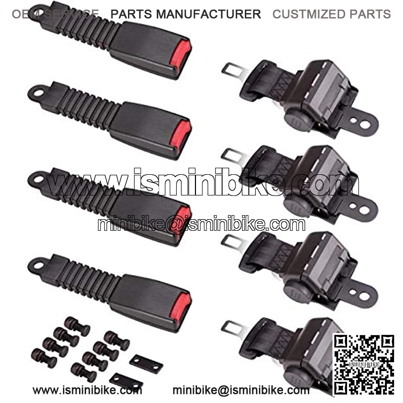 4PCS Universal Retractable Front Rear Golf Cart Seat Belt Kit for EZGO, Yamaha, Club Car