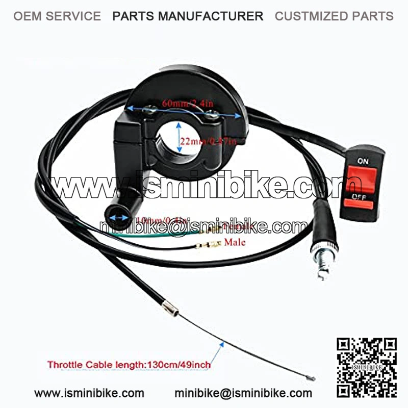 Twist Throttle Accelerator Handle Grips and Cable 50" Set With ON/OFF Switch Button - Image 3