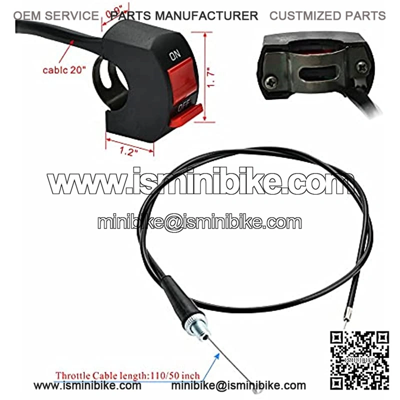 Twist Throttle Accelerator Handle Grips and Cable 50" Set With ON/OFF Switch Button - Image 5