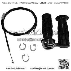 7/8" Mini Bike Throttle Assembly w/Grips 53" Cable 3 Conduit Clips