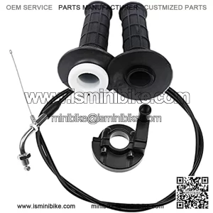 Throttle Accelerator Handle Grips and Bent Cable Set for 7/8" 22mm Bar 50cc 110cc 125cc 150cc 250cc Doodlebug Bike ATV Quad Pit Pro Trail Dirt Bike