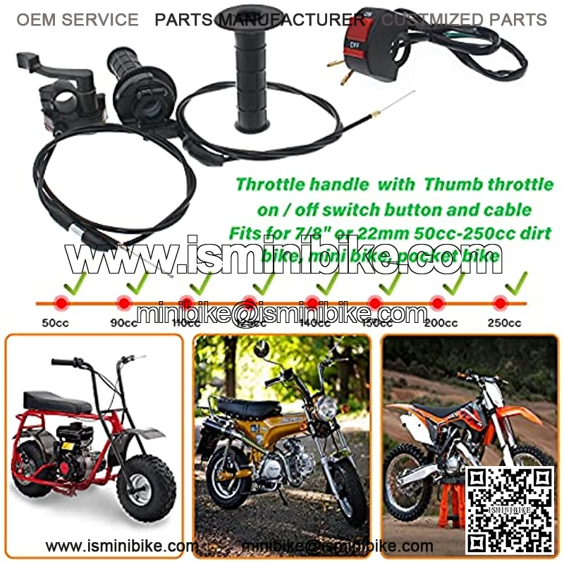 Twist throttle kit and atv Thumb throttle Kit Include Throttle handle/Twist throttle cable/Thumb throttle and Cable thumb throttle For 50 70 90 110 125 250cc of Dirtbike & Pit Bike - Image 2