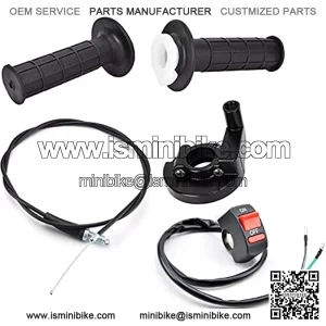 22mm Twist Throttle Accelerator Handle Grips, 50 90 110 125cc Pit Bike Dirtbike by Lucky Seven (Handle Grip + Cable + Throttle Clamp + flameout switch