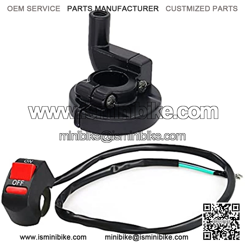 Motorcycle 7/8" 22mm Twist Throttle Accelerator Handle Grips & 51" Cable + Switch Button Kit, Compatible with 50cc 90cc 125cc 150cc 250cc ATV, Quad, Dirt Bike Pit Bike - Image 2