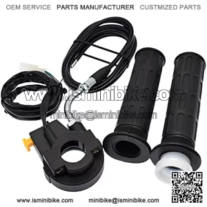 Twist Throttle Accelerator Handle Grips and 50 Inches Cable Assembly with Kill Switch for 7/8" 22mm Handlebar 49CC 80CC Motorized Bicycle Mini Bike Push pocket Bike Quad Pocket