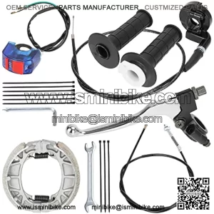 105mm Brake Shoes 7/8" Twist Accelerator Handle Lever Throttle Cable Assembly Kit for Predator 196cc 212cc 6.5hp Coleman CT200U CT200U-EX BT200X Baja Warrior Heat MB165 MB200 Massimo Mini Bike