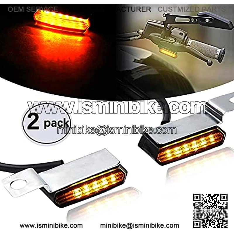 2PCS 12V Universal Motorcycle Mini Flowing LED Turn Signal Indicator Blinker Light Brake Compatible with Cafe Racer Street bike Dirt bike Cruiser