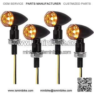 4PCS Motorcycle LED Turn Signal Indicator Amber Light Mini Bullet Shape Aluminum Motorbike Indicators Blinker Lights for M8 Motorcycles