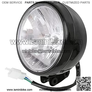 Front Headlight head Lamp Assembly for Massimo MB200 Hensim TrailMaster Baja Heat WarriorMB165 MB200 Coleman BT200X CT200U-EX 196cc 6.5HP Mini Bike Motorsports 12 Volt 35 Watt 3 Wire Black