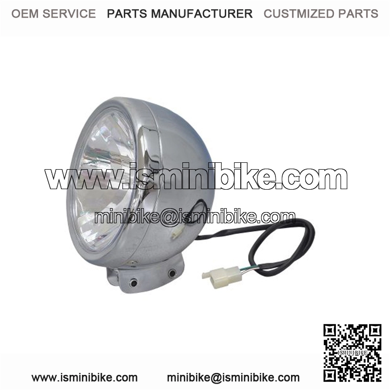 Chrome Headlight Assembly with 2 Wires for the Baja Mini Bike MB165 (Baja Heat, Mini Baja, Baja Warrior)