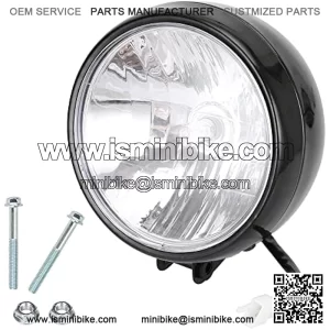 Motocycle 12V 35W Headlight with Mounting Bolts for 196cc 200cc Baja Warrior Massimo Trailmaster MB200 MB165 Hensim Motorsports Mini Bike Head Light Assembly Parts Black
