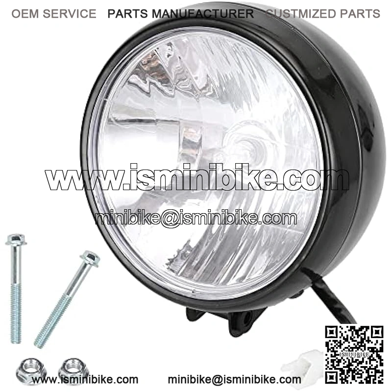 Motocycle 12V 35W Headlight with Mounting Bolts for 196cc 200cc Baja Warrior Massimo Trailmaster MB200 MB165 Hensim Motorsports Mini Bike Head Light Assembly Parts Black