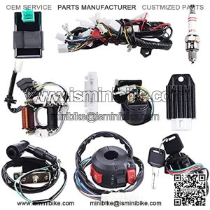 Complete Electrics Wiring Harness Stator Coil CDI Solenoid Relay Spark Plug For 4 wheelers Stroke ATV ??50cc 70cc 110cc 125cc?? Pit Quad Dirt Bike Go Kart By