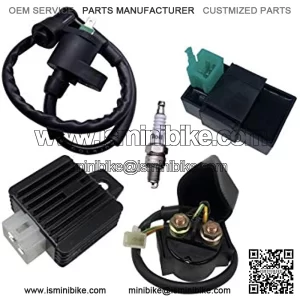 Relay CDI Ignition Coil 5 Pin Regulator Rectifier Spark plug for CG 49cc 50cc 70cc 90cc 110cc 125cc ATV Go kart Dirt bike for SUNL for Roketa for Jonway for Kazuma