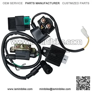 High Performance CG set of Ignition Coil AC CDI Solenoid Relay Voltage Regulator for CG 49cc 50cc 70cc 90cc 110cc 125cc ATV Quad TAOTAO Qiye Dirt Bike Go Kart