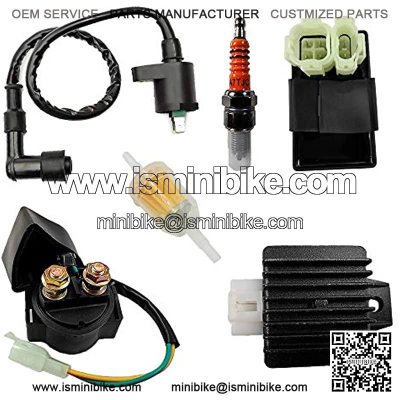 GY6 starter solenoid set with Atv starter solenoid Atv Ignition coil 6 Pin cdi box DC 4 Pin rectifier Spark plug for Moped Atv Scooter Pit bike Go kart tao tao 50cc 70cc 90cc 110cc 125cc Engines