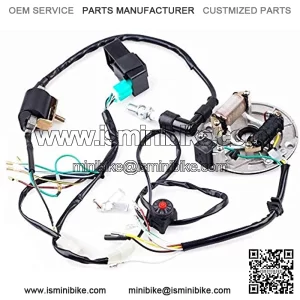 Kick Start Dirt Pit Bike Wire Harness Wiring Loom CDI Ignition Coil Magneto Spark Plug Rebuild Kit for 50cc -125cc Stator CDI Coil ATV Quad Bike Buggy Go Kart