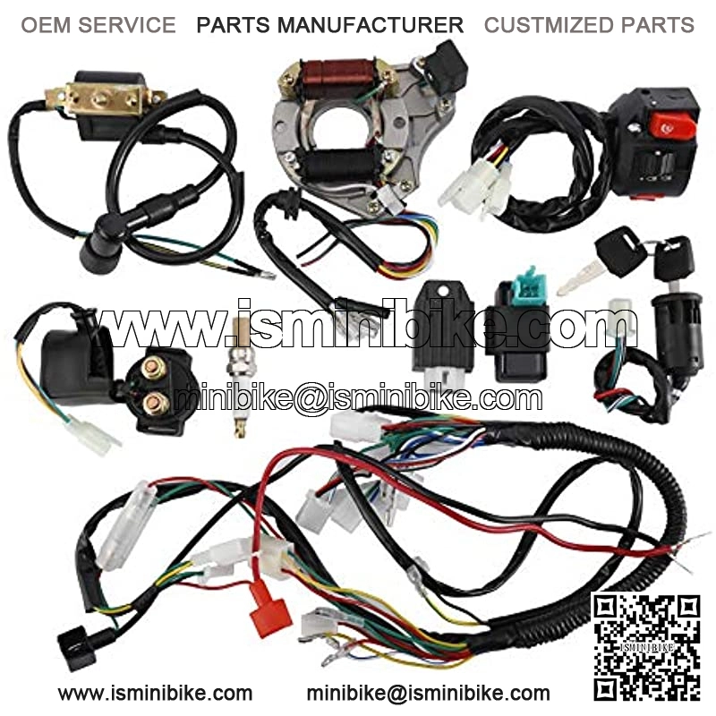 Complete Electrics Wiring Harness Kit, Stator Coil CDI Wiring Loom Kit for 4 Stroke ATV KLX 50cc 70cc 110cc 125cc Pack of 9