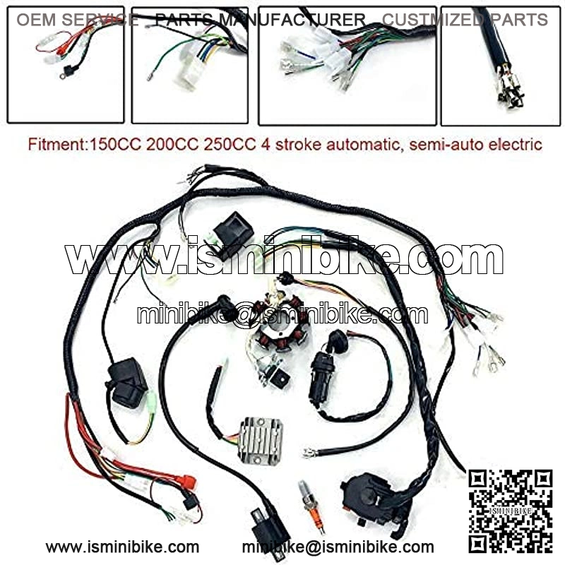 Electric Wire Harness Wiring Loom CDI Ignition Coil Spark Plug Rebuild Kit for 150CC 200CC 250CC Electric Stator CDI Coil ATV Quad Bike Buggy Go Kart - Image 2