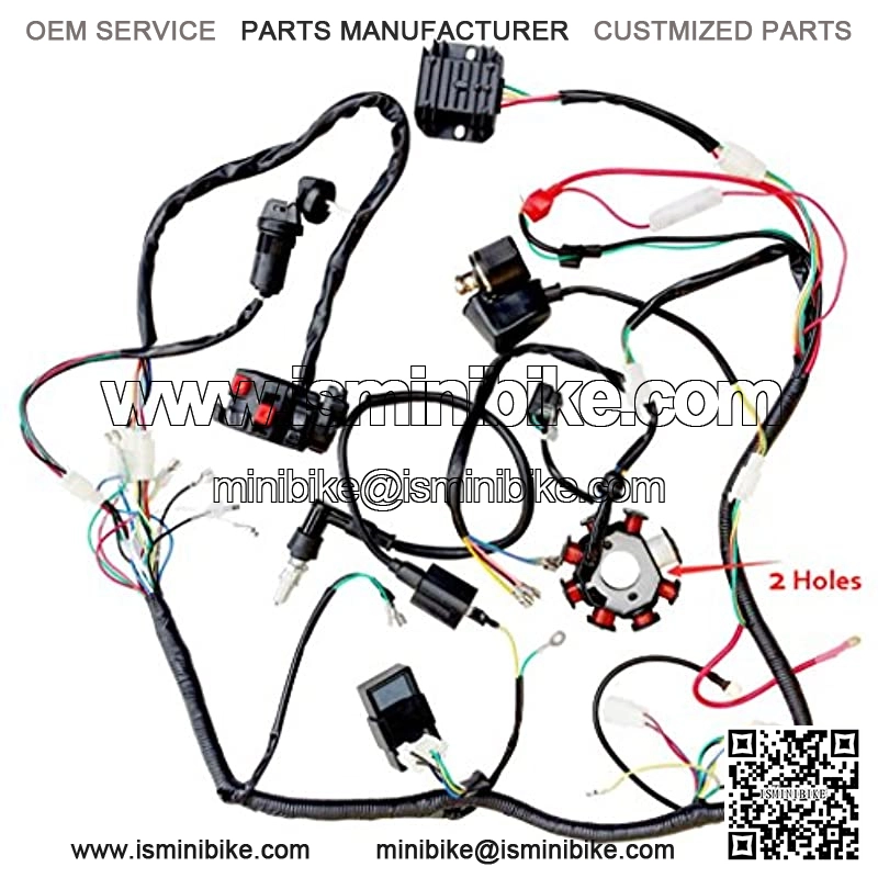 Wiring Harness kit Wire loom | Complete Electrics Stator Coil CDI for 150cc-300cc ATV QUAD 4 Four wheelers Go Kart Dirt Pit bikes (2 fixing holes) - Image 2