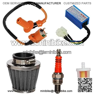 Racing Ignition Coil 6 Pins Cdi Spark Plug Kit, 39mm Air Filter, Fuel filter Replacement for 50cc 125cc 150cc Gy6 Moped Scooter Go Kart