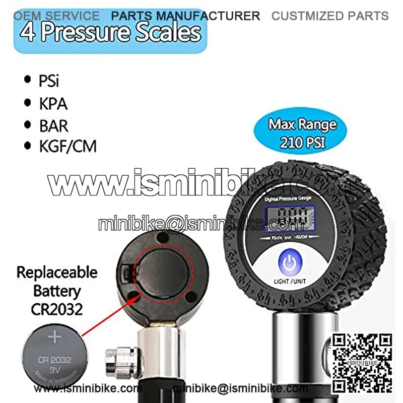 Bike Pump with Digital Pressure Gauge, 210 PSI Bicycle Mini Pump Fits Presta & Schrader Valve, Glueless Patch Kit, Ball Pump with Needle/Frame Mount/LCD Display - Image 2