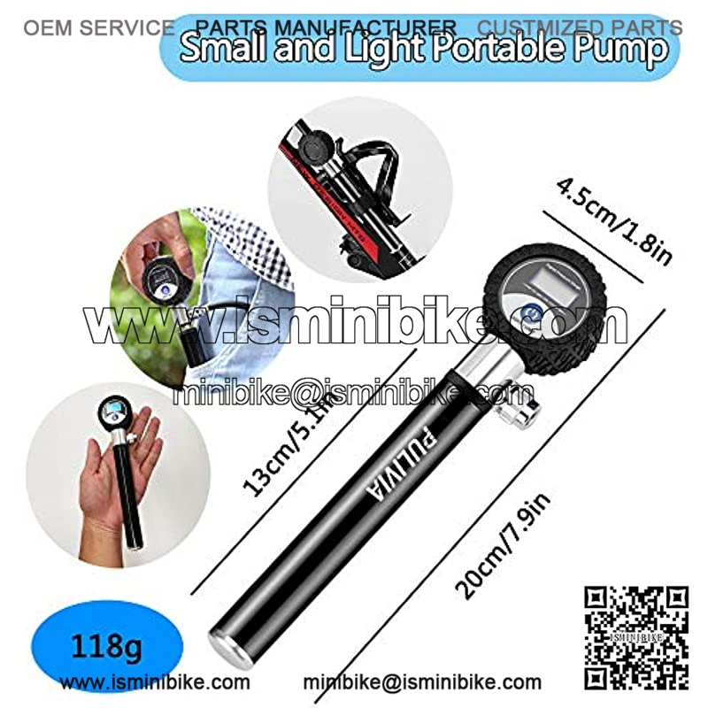 Bike Pump with Digital Pressure Gauge, 210 PSI Bicycle Mini Pump Fits Presta & Schrader Valve, Glueless Patch Kit, Ball Pump with Needle/Frame Mount/LCD Display - Image 3