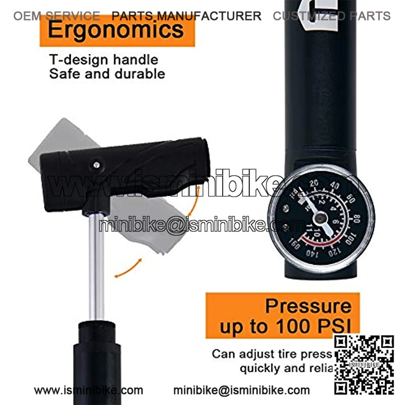 Mini Bike Pump with Gauge Accurate Inflation Portable Frame Bicycle Pump - Image 2