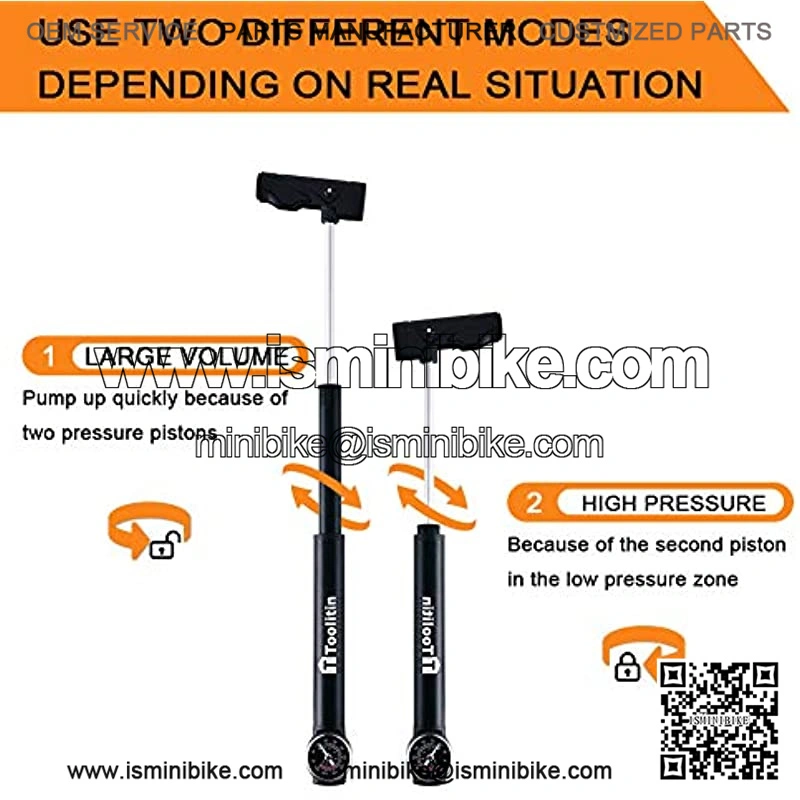 Mini Bike Pump with Gauge Accurate Inflation Portable Frame Bicycle Pump - Image 4
