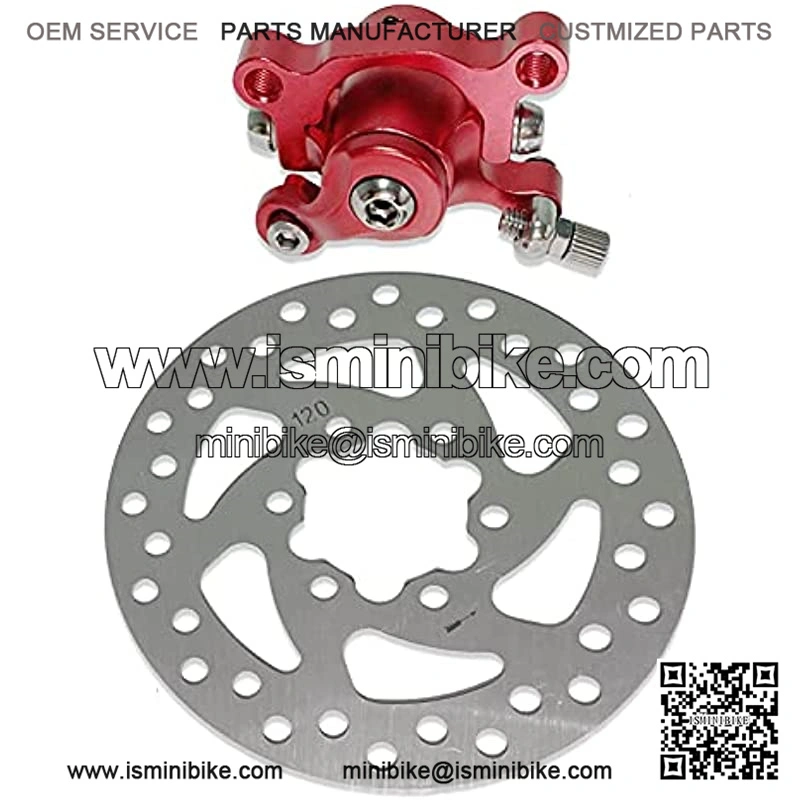 Red Brake Caliper & 120mm(4.72") Disc Rotor Brake for MBX10 MBX11 Moto Rear Mini Bike