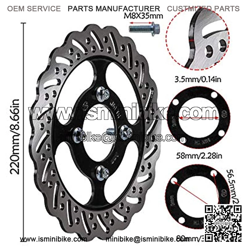 220mm Rear Brake Disc Rotor for 150cc-350cc Dirt Pit Bike UTV ATV Go Kart - Image 2