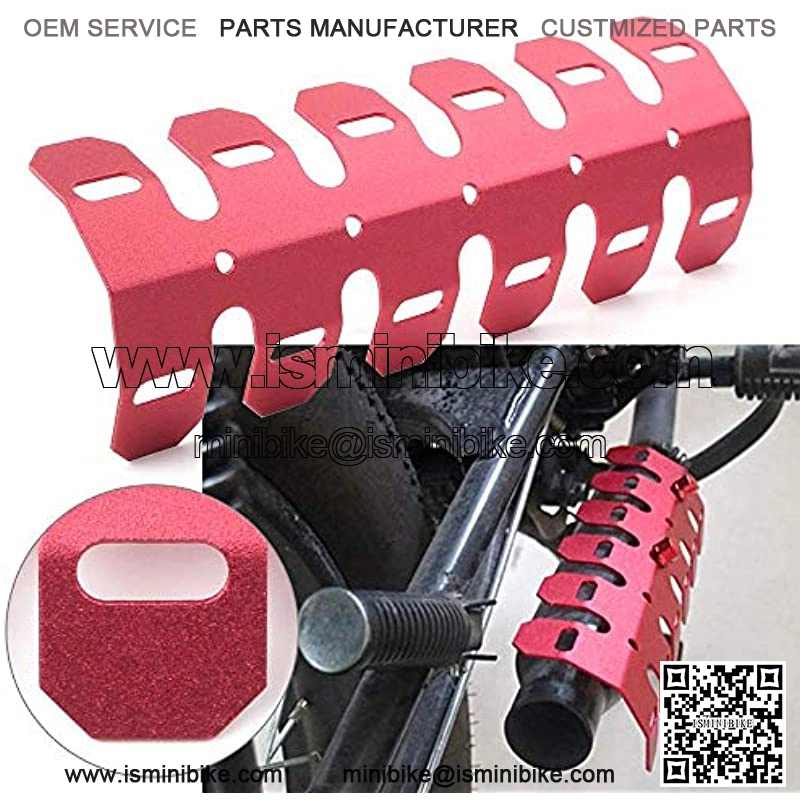 Three T Motorcycle Dirt Bikes Exhaust Pipe Heat Shield Cover Heel Guard Fit for Most Motorcycles ATV Go Karts Quads Sport Dirt Bike Motocross Off Roads, Red - Image 2