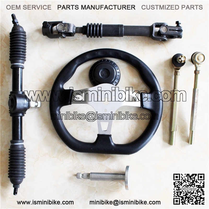 GO KART Steering Wheel Assembly set Tie Rod Rack Adjustable Shaft