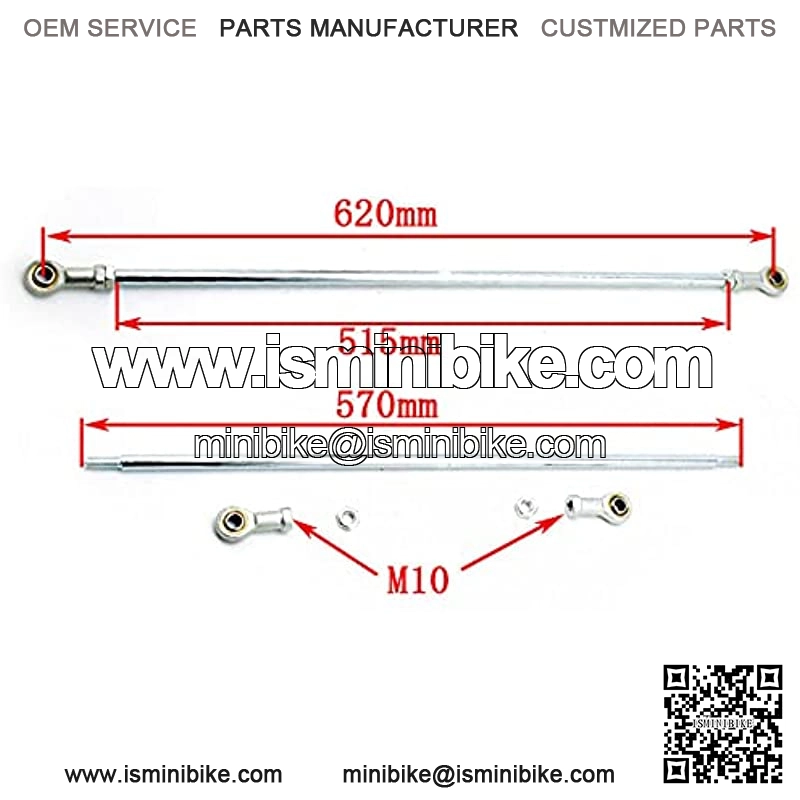 640mm Front Steering Gear Rack Joint Tie Rod & Wheel Assembly 168cc Go Kart UTV ATV - Image 4