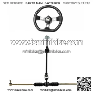 Steering Wheel Kit Gear Rack Pinion Shaft Tie Rod Assembly ATV Go Kart Quad US
