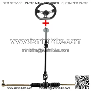 125 110cc Go Kart Cart ATV Steering Wheel Assembly Tie Rod Rack Adjustable Shaft