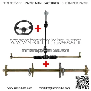 32" ATV Go Kart Rear Live Axle Kit + Steering Wheel Gear Rack Tie Rod Quad Trike