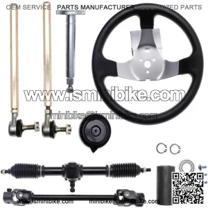 Go Kart Steering Wheel Shaft Assembly Tie Rod Gear Rack and Pinion For 44" Axle