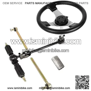 300mm Steering Wheel Tie Rod Rack Adjustable Shaft Assembly Compatible With Go Kart ATVUTV 110CC 125CC 140CC 150CC Engines