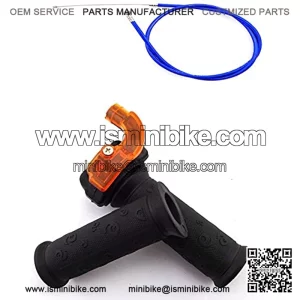 7/8" 22mm Twist Throttle Handle Grips + 825mm Blue Carburetor Gas Throttle Cable