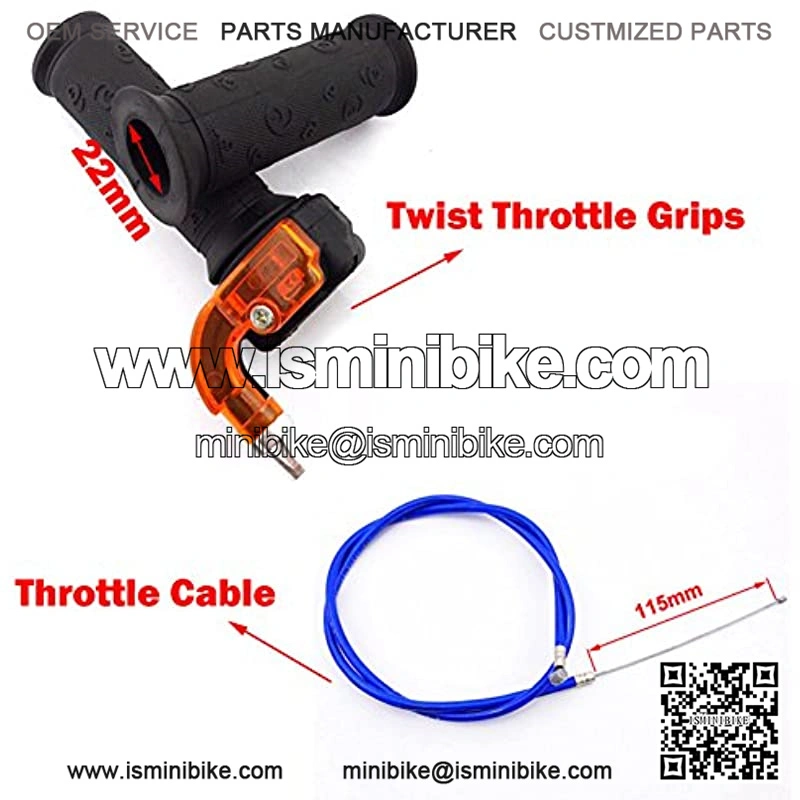 7/8" 22mm Twist Throttle Handle Grips + 825mm Blue Carburetor Gas Throttle Cable - Image 2