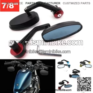 CNC Universal Motorcycle ATV Scooter 7/8" 22mm Handle Bar End Rearview Mirrors