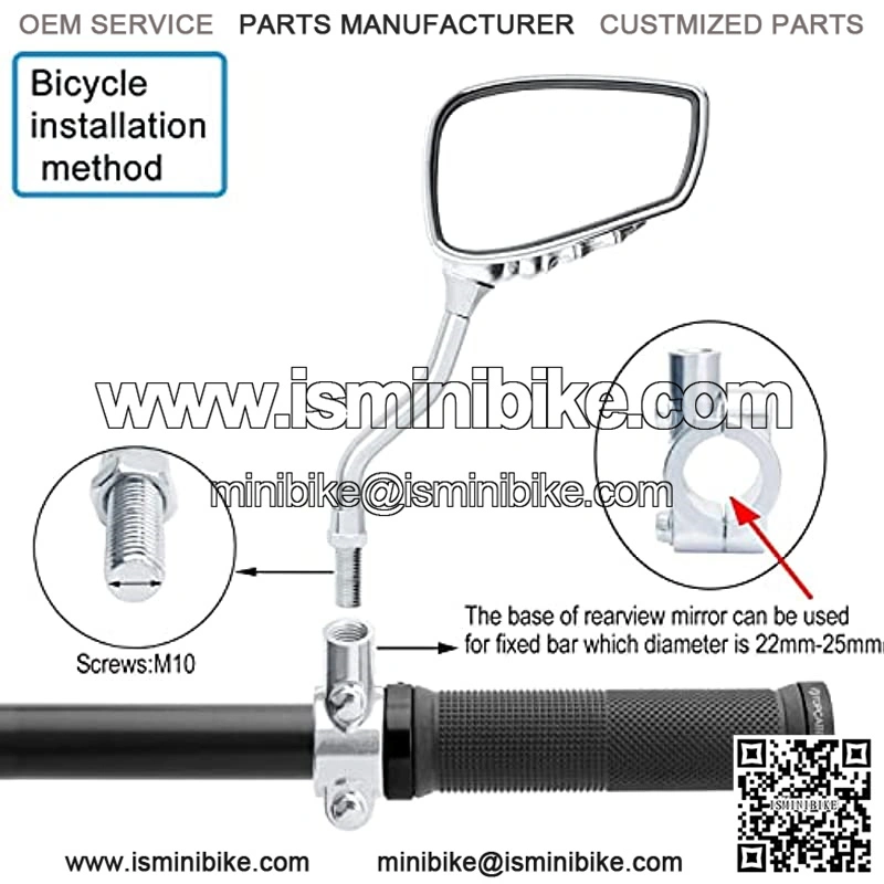 1 Pair Bicycle Mirror,Big View Bike Rear View Mirror Blindsight Multi Angle Adjustable Bike Mirror Billet Aluminum Chrome Plated Outside Skull Claw Style Also suitable for motorcycle mirror - Image 3