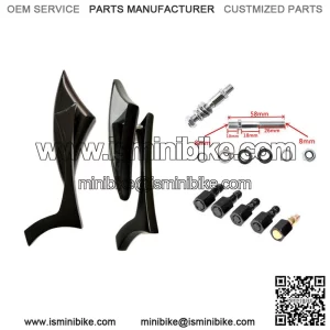 8/10mm Motorcycle Black Blade Mini Mirrors Custom For Harley Honda Yamaha Suzuki
