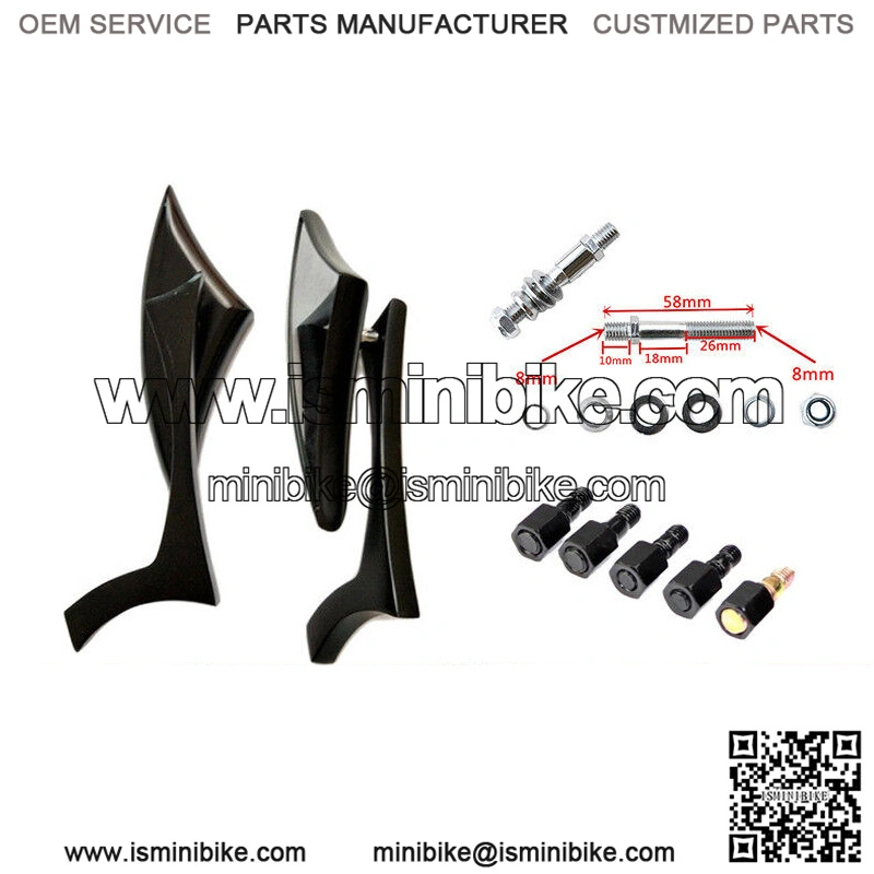 8/10mm Motorcycle Black Blade Mini Mirrors Custom For Harley Honda Yamaha Suzuki