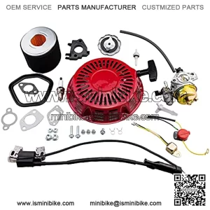 Carburetor Pull Recoil Starter Ignition Coil Kit for GX340 GX390 GX420 Harbor Freight 420cc Champion Generac 389cc 420cc 439cc Engine Water Pump Pressure Washer Compressor