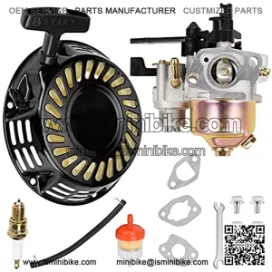 Pull Recoil Starter Carburetor Carb for 212cc 196cc 6.5HP Baja Massimo MB165 MB200 Coleman CT200U