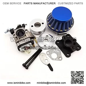 Blue 15mm Racing Carburetor Kit Carb Air Filter Stack For 47cc 49cc 2 Stroke Mini ATV Quad Dirt Pocket Bike